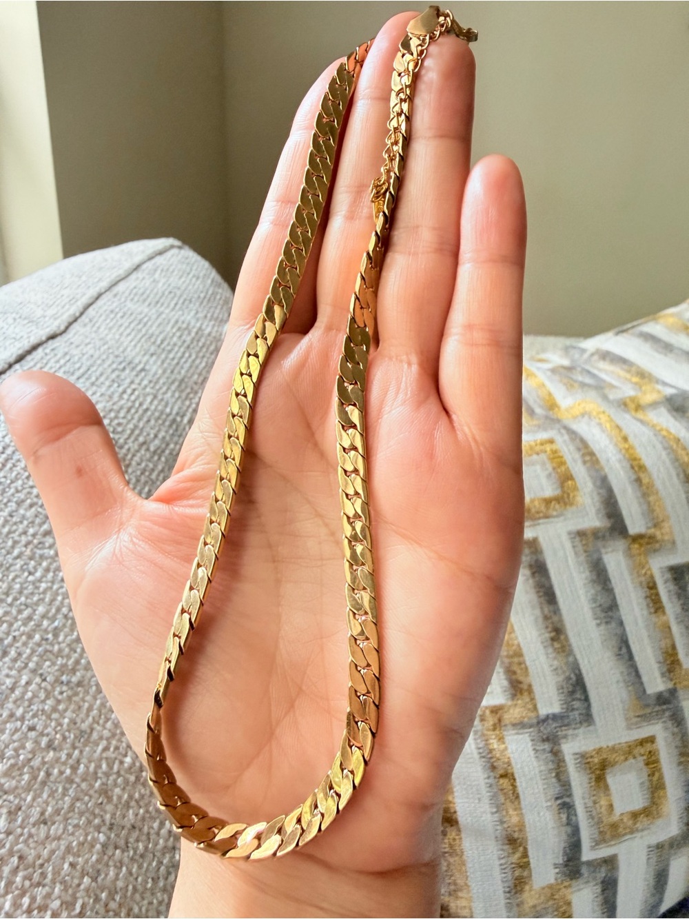 Anthropologie Gold Flat Curb Chain Necklace - Picture 3 of 5